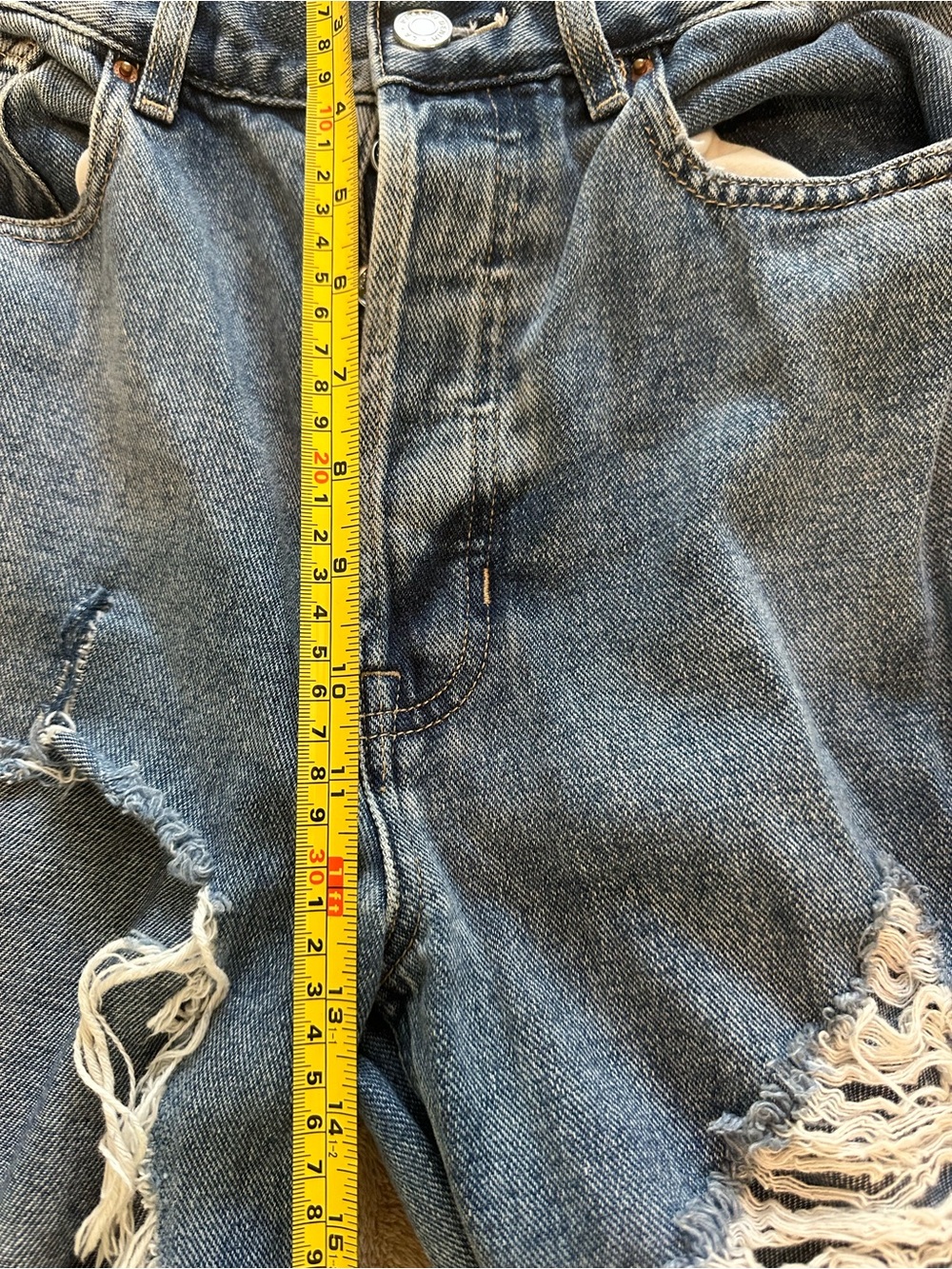 PacSun Ultra High Rise Slim Jeans 26 Distressed Ripped Button Fly - Picture 6 of 7
